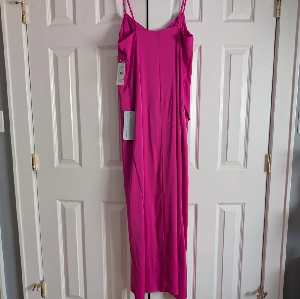 Adrianna Papell Stretch Satin Cowl Neck Long Column Gown - Picture 9 of 12